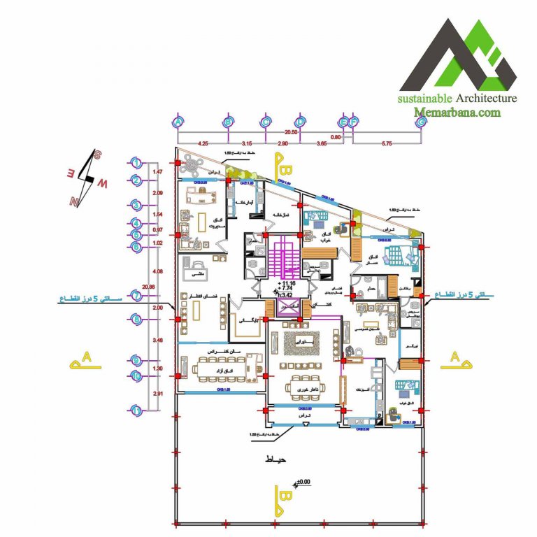 نقشه آپارتمان تجاری اداری مسکونی