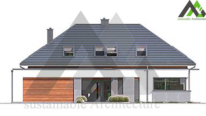 طراحی خانه یک طبقه با سقف شیروانی